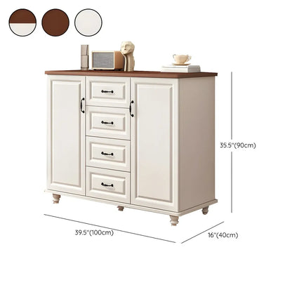 Classic White-Brown Wood Metal Storage Combo Dresser