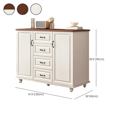 Classic White-Brown Wood Metal Storage Combo Dresser