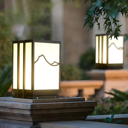 Sophisticated Rectangle Vertical White Shade Post Cap Light