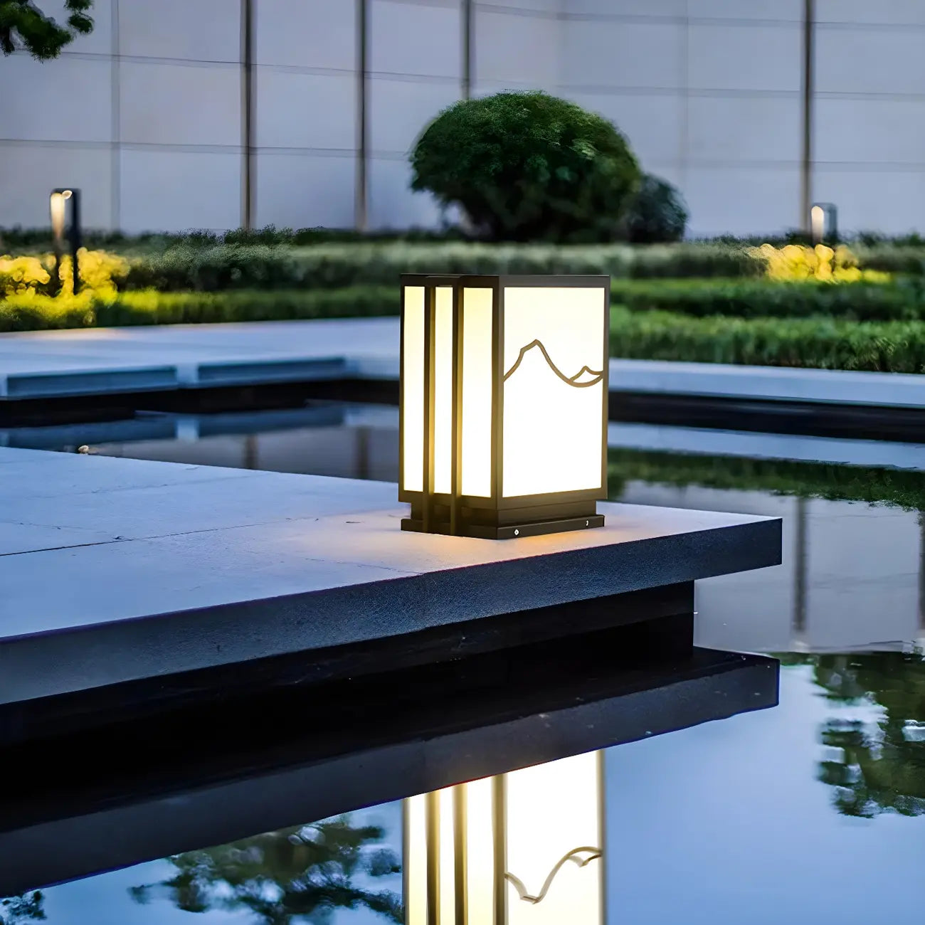 Sophisticated Rectangle Vertical White Shade Post Cap Light