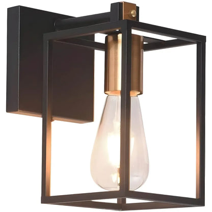 3-Light Linear Cube Black Iron Caged Vanity Light