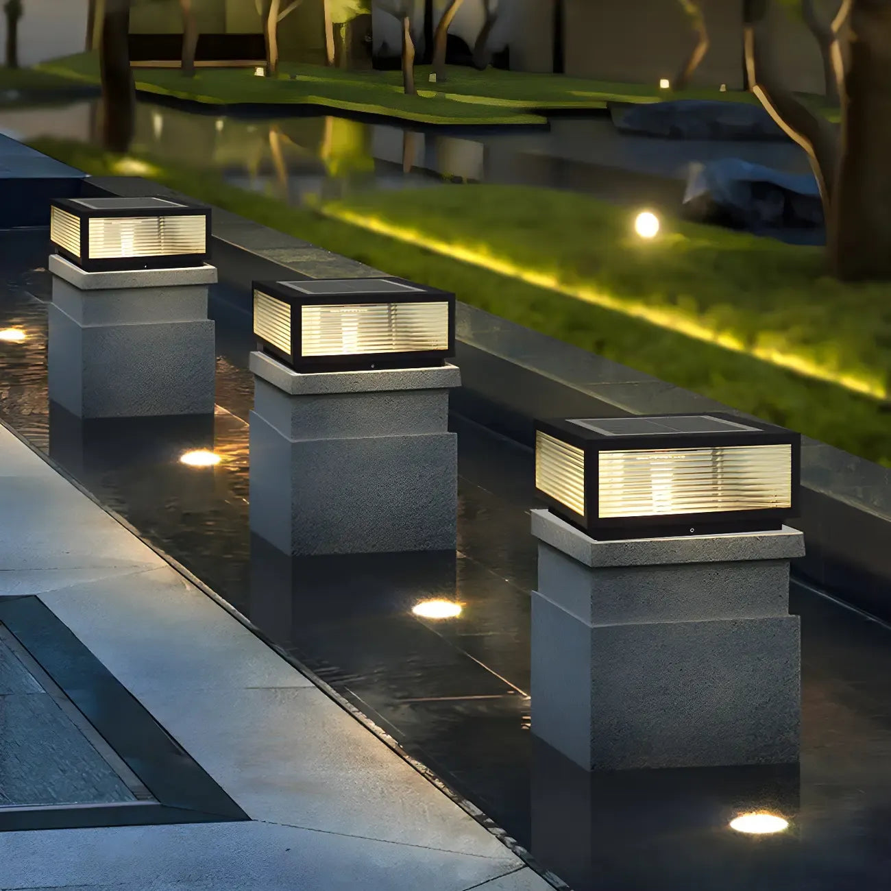 Color-Changing Rectangle Solar Outdoor Post Lights