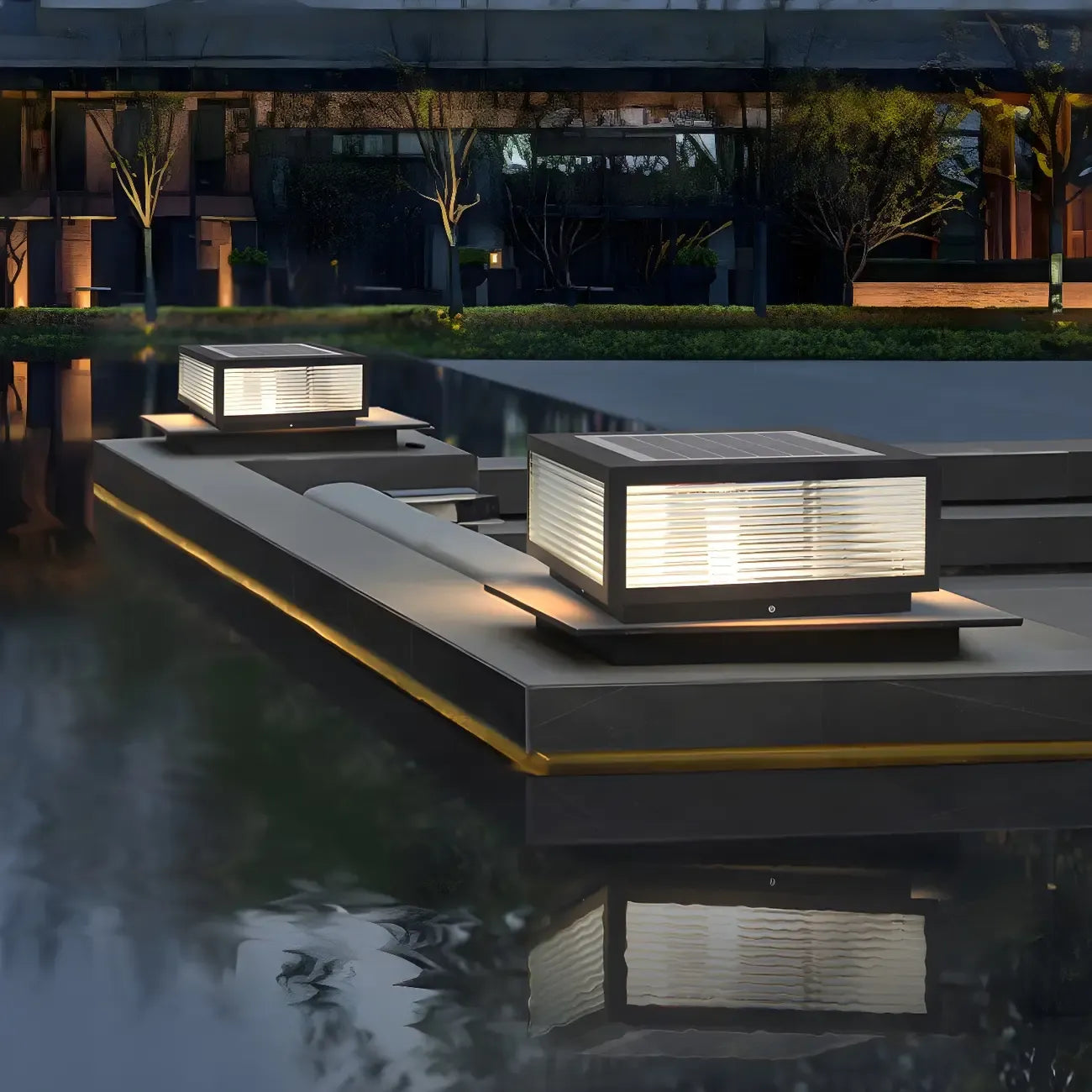 Color-Changing Rectangle Solar Outdoor Post Lights