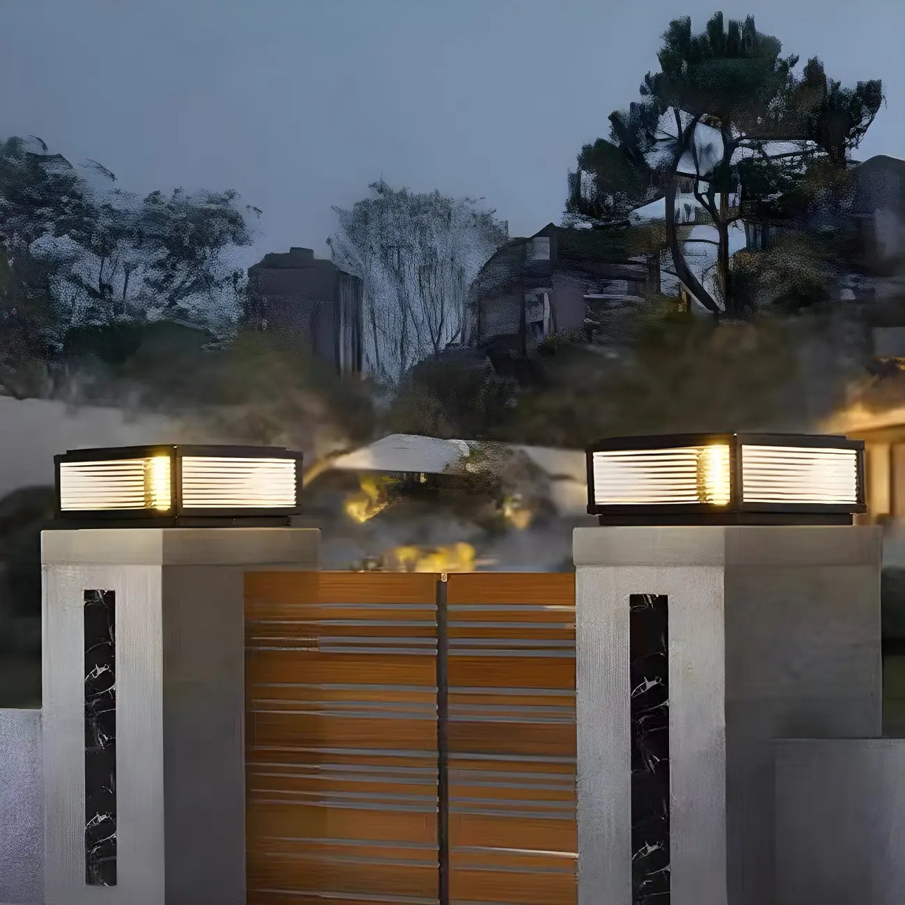 Color-Changing Rectangle Solar Outdoor Post Lights