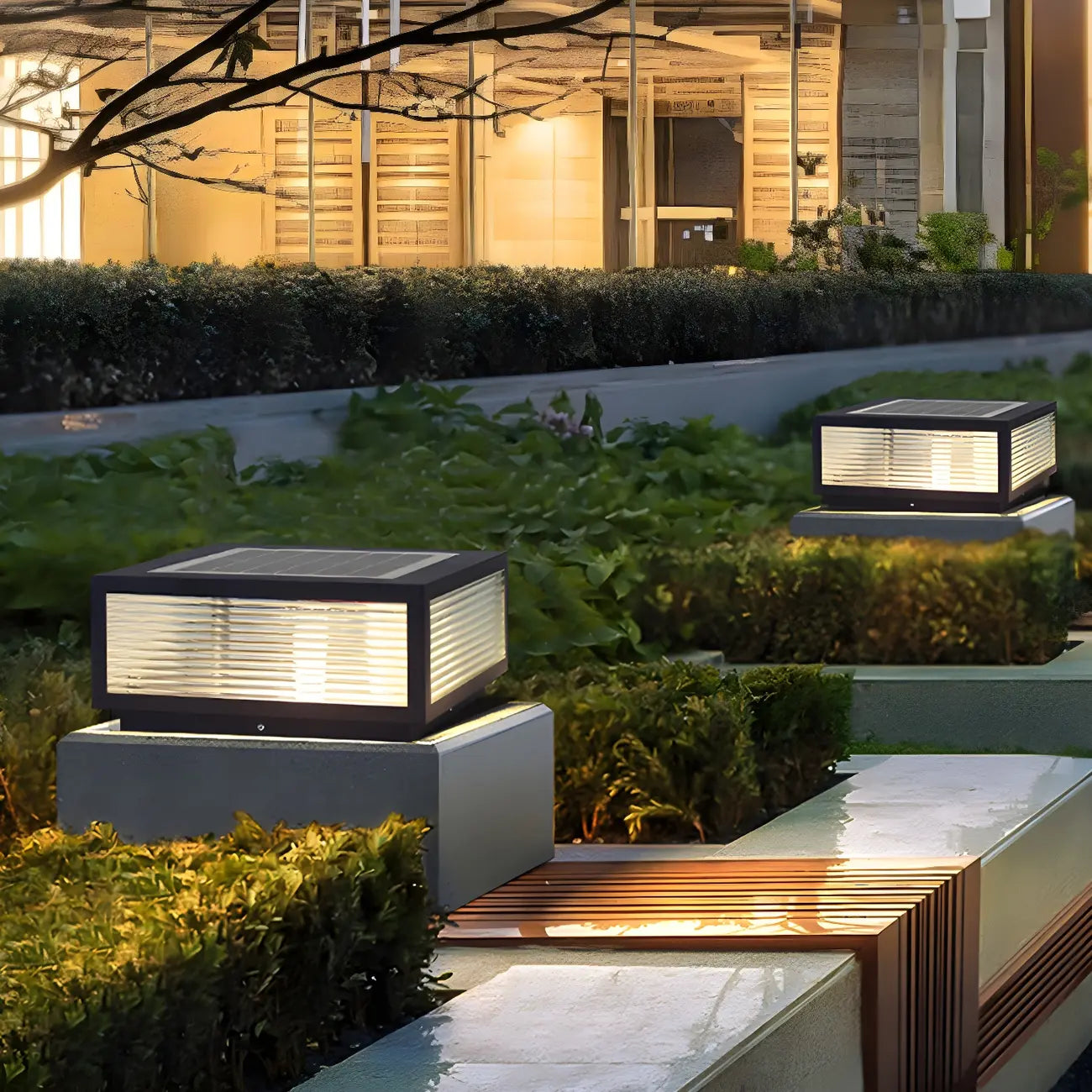 Color-Changing Rectangle Solar Outdoor Post Lights