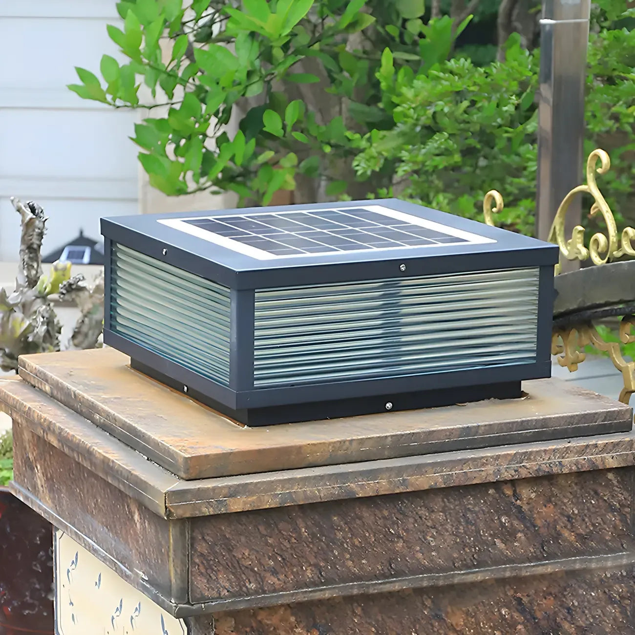 Color-Changing Rectangle Solar Outdoor Post Lights