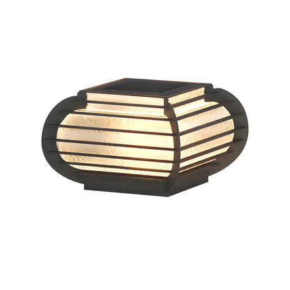 Drum Shape Metal Outdoor Grid Post Cap Light