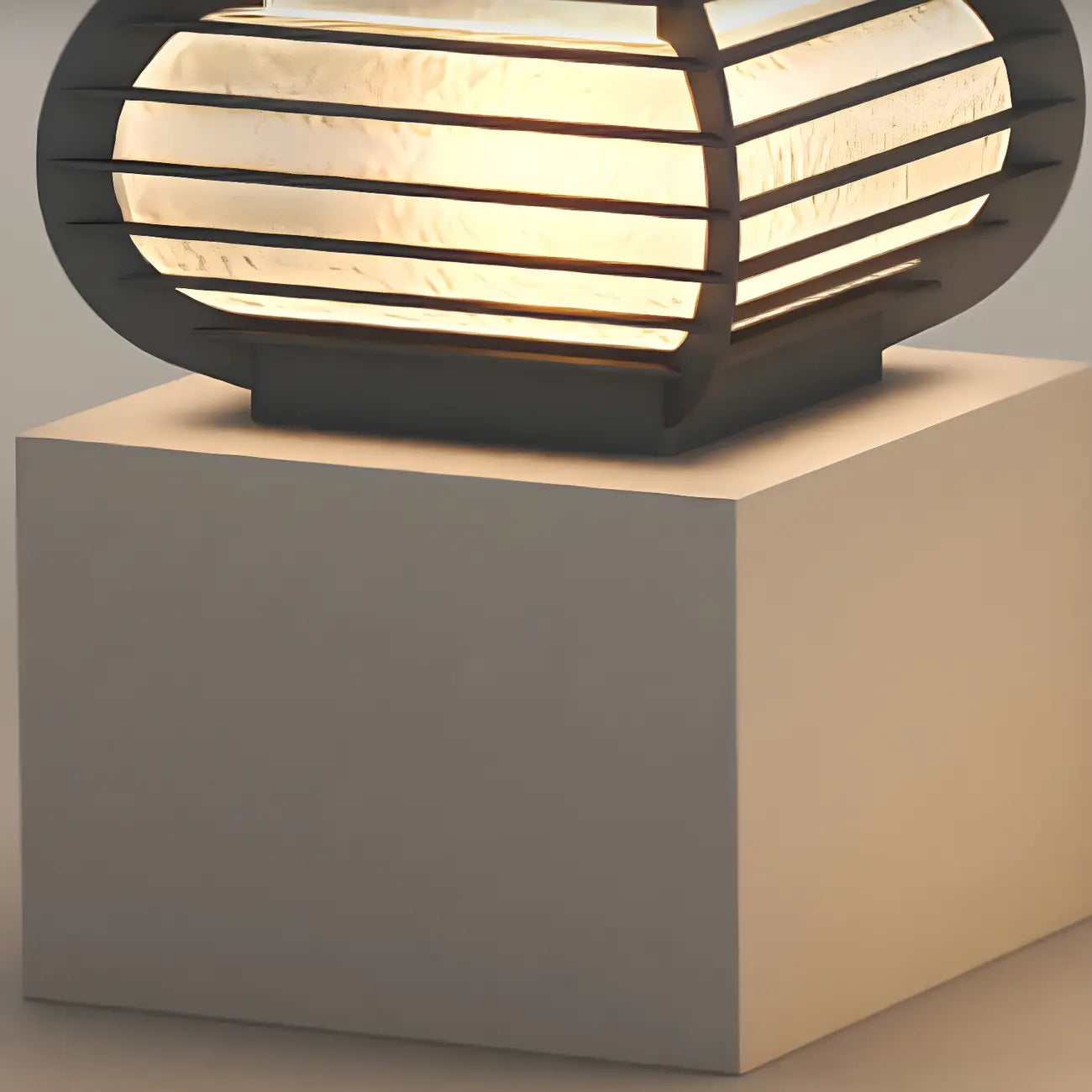 Drum Shape Metal Outdoor Grid Post Cap Light
