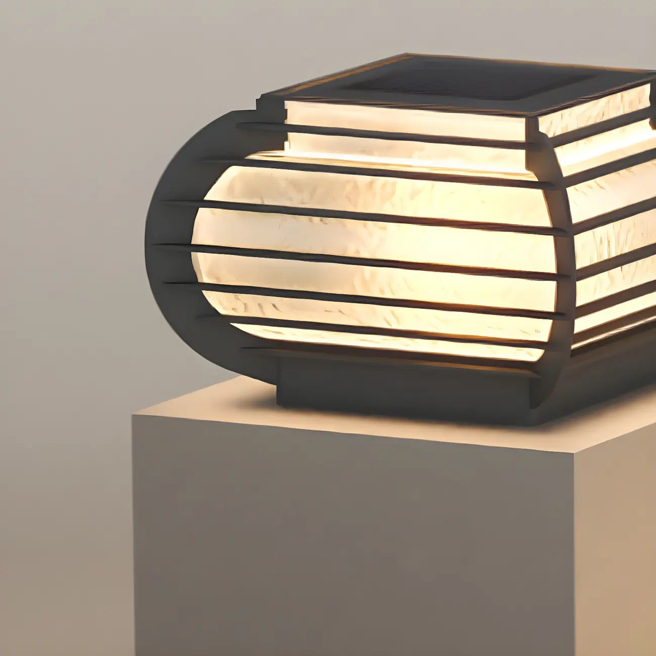 Drum Shape Metal Outdoor Grid Post Cap Light