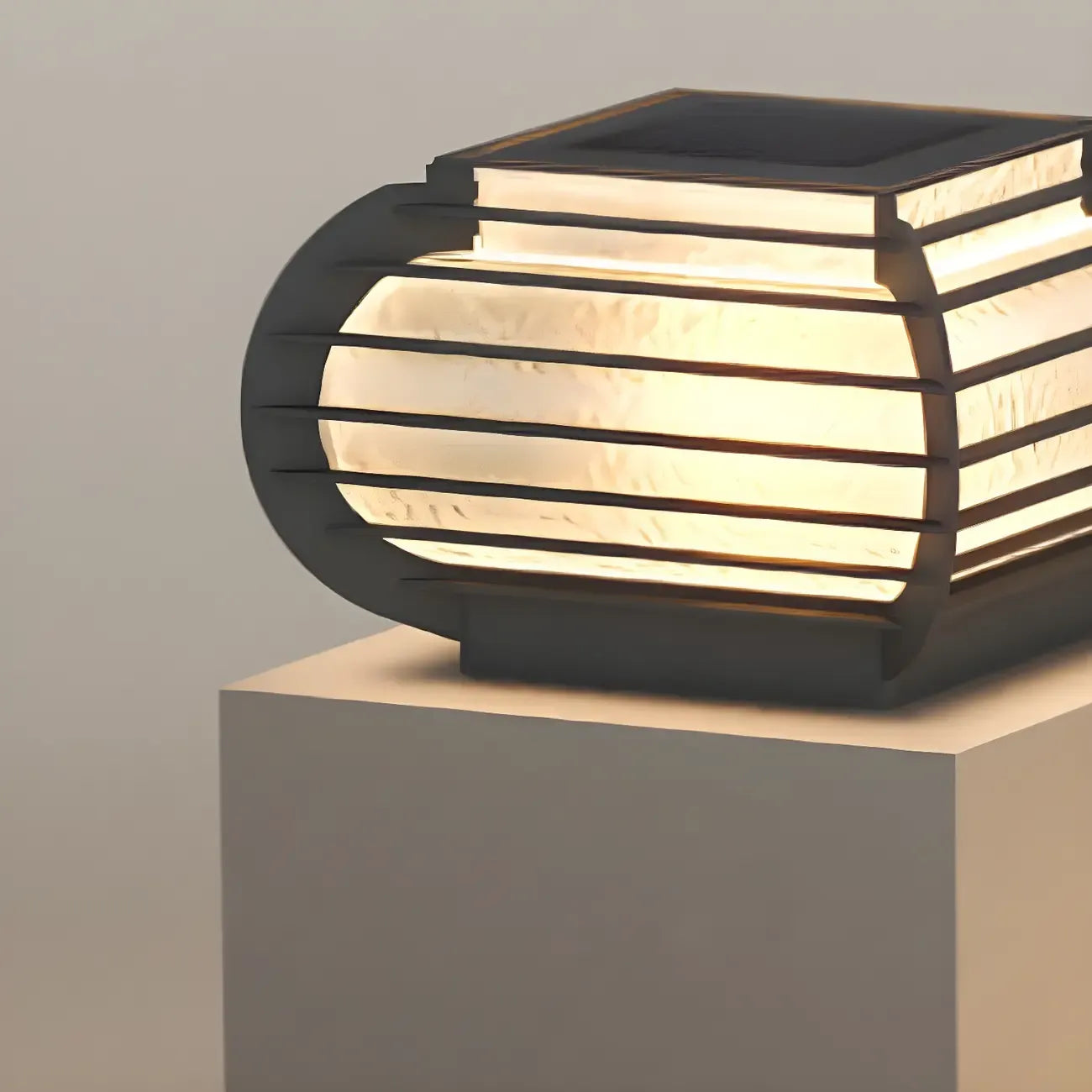 Drum Shape Metal Outdoor Grid Post Cap Light