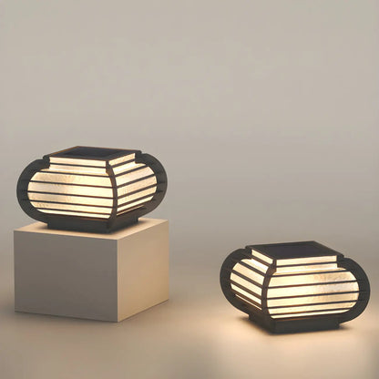 Drum Shape Metal Outdoor Grid Post Cap Light