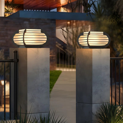 Drum Shape Metal Outdoor Grid Post Cap Light