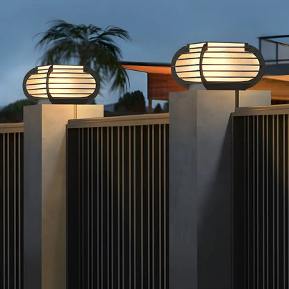 Drum Shape Metal Outdoor Grid Post Cap Light
