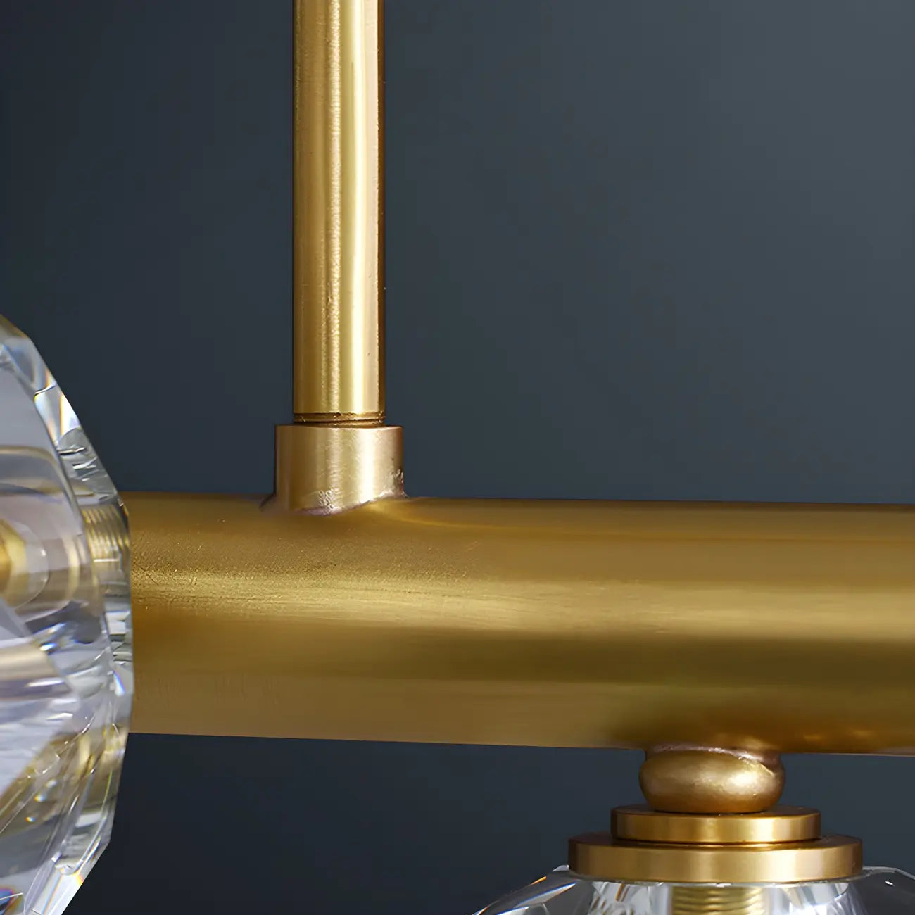 Large Linear Metal Crystal Gold Pendant Light for Kitchen
