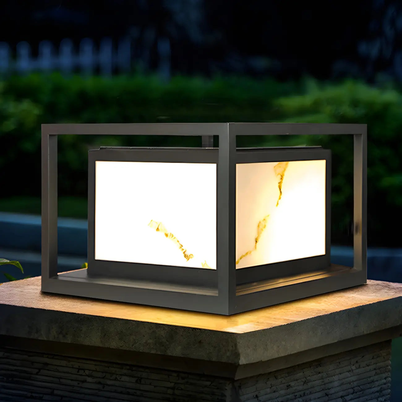 Black Metal Cubic Open Frame Post Cap Light