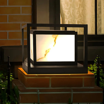Black Metal Cubic Open Frame Post Cap Light