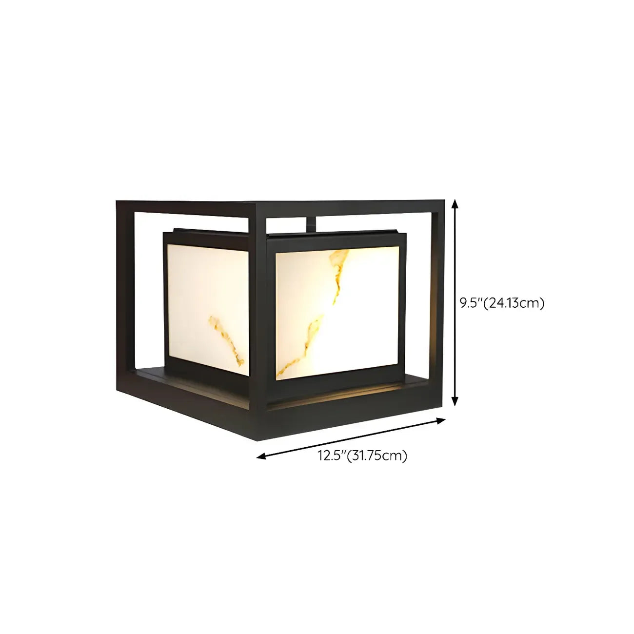 Black Metal Cubic Open Frame Post Cap Light