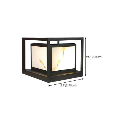 Black Metal Cubic Open Frame Post Cap Light