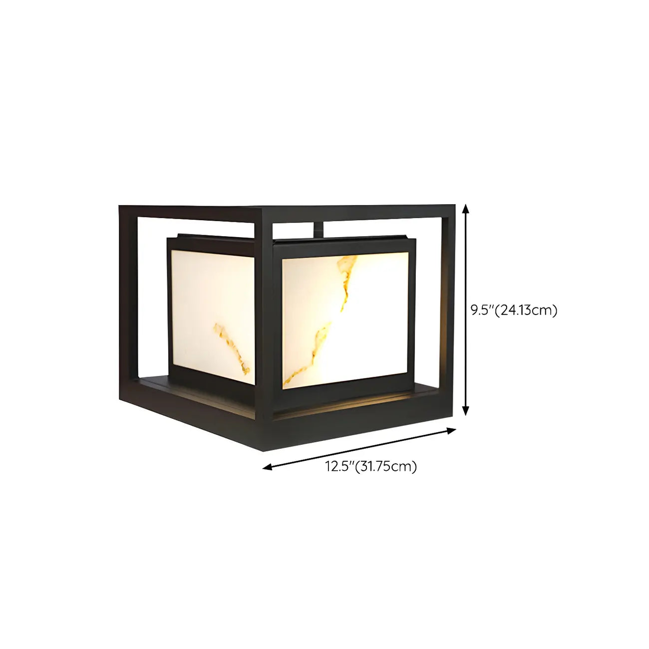 Black Metal Cubic Open Frame Post Cap Light