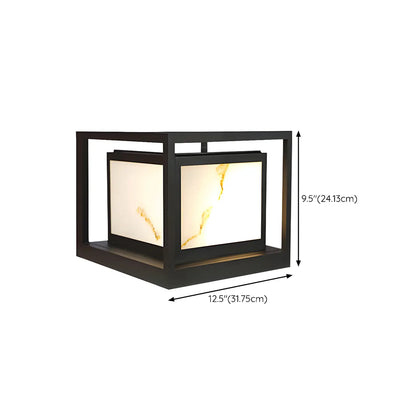 Black Metal Cubic Open Frame Post Cap Light