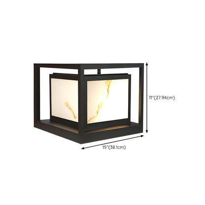 Black Metal Cubic Open Frame Post Cap Light