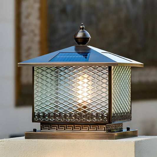 Simple Oriental Bronze Metal Post Cap Light