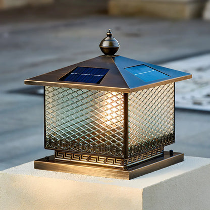 Simple Oriental Bronze Metal Post Cap Light