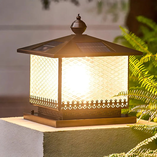 Simple Oriental Bronze Metal Post Cap Light