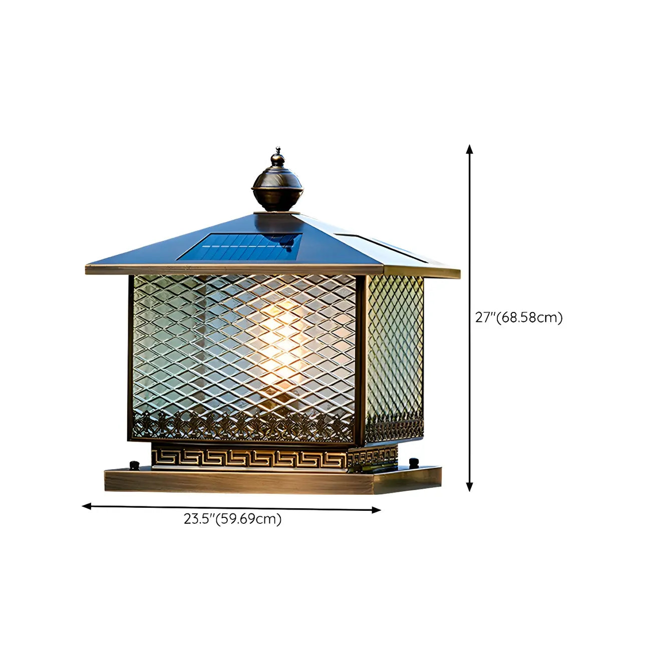 Simple Oriental Bronze Metal Post Cap Light