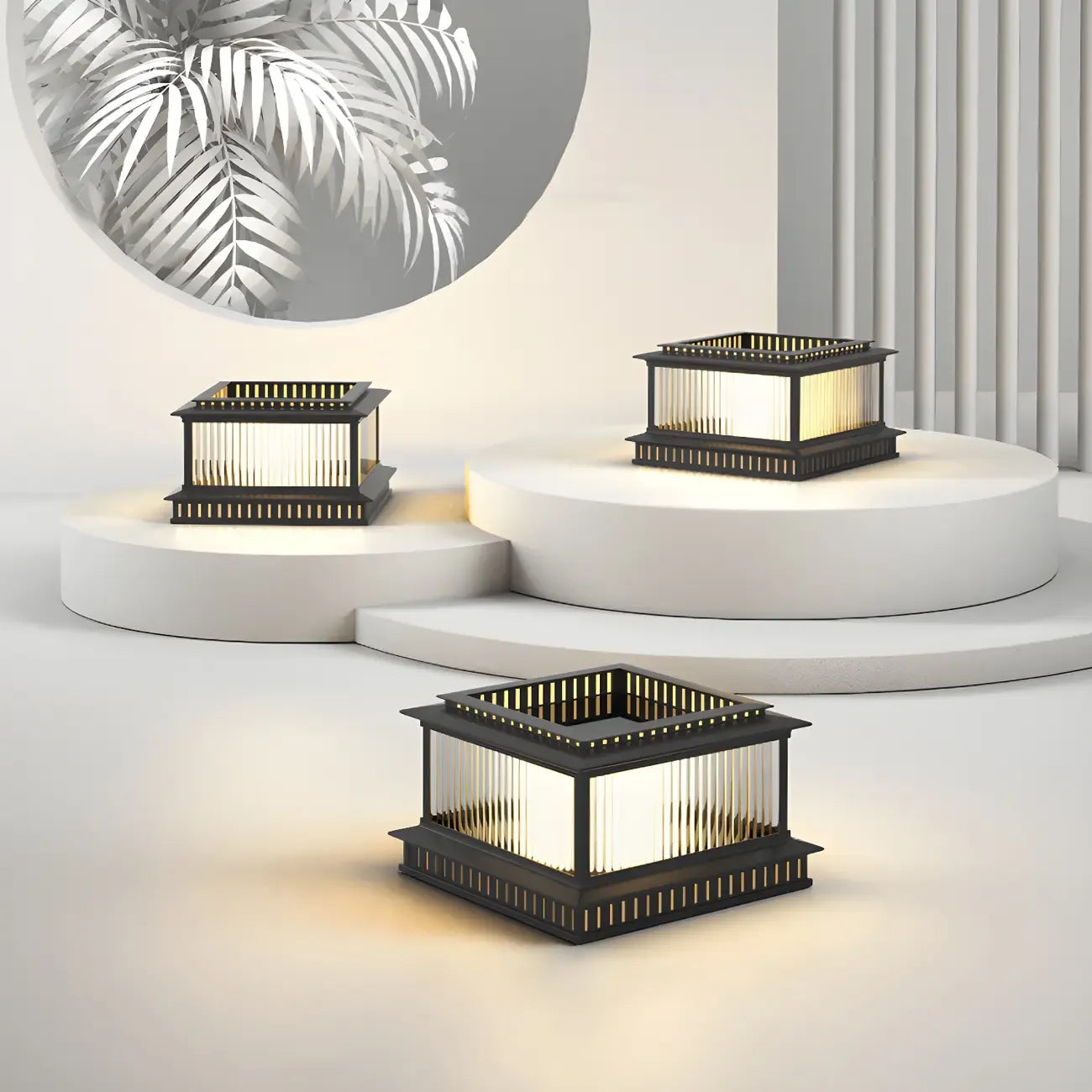 Hollowed Black Metal Solar Outdoor Post Lights