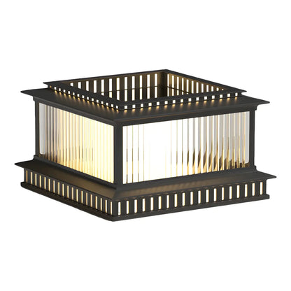 Hollowed Black Metal Solar Outdoor Post Lights