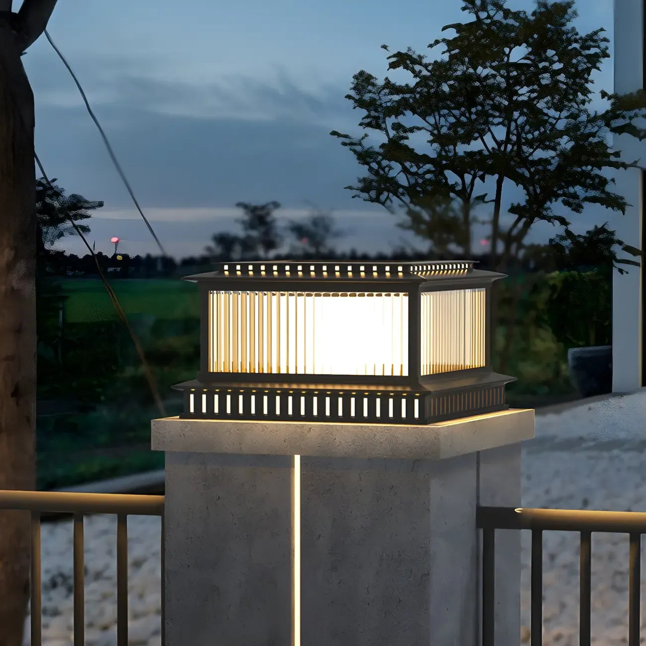 Hollowed Black Metal Solar Outdoor Post Lights