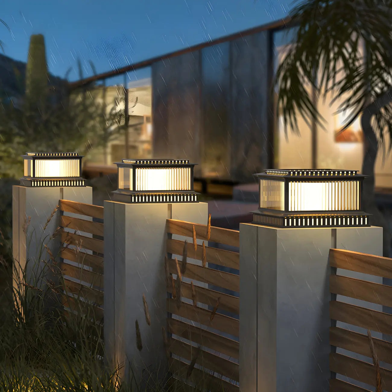 Hollowed Black Metal Solar Outdoor Post Lights
