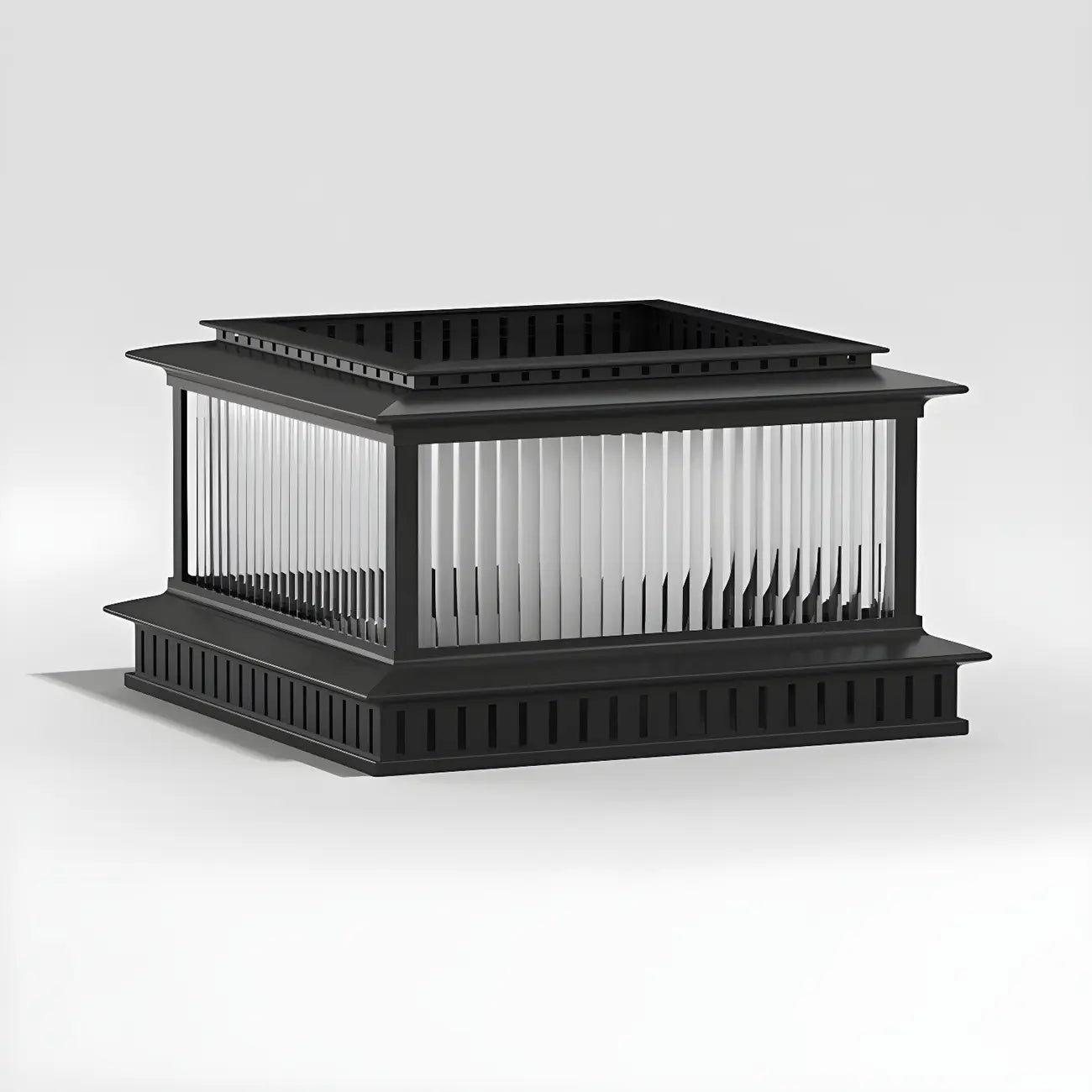 Hollowed Black Metal Solar Outdoor Post Lights