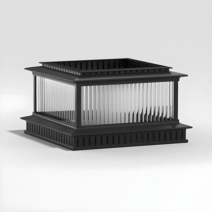 Hollowed Black Metal Solar Outdoor Post Lights