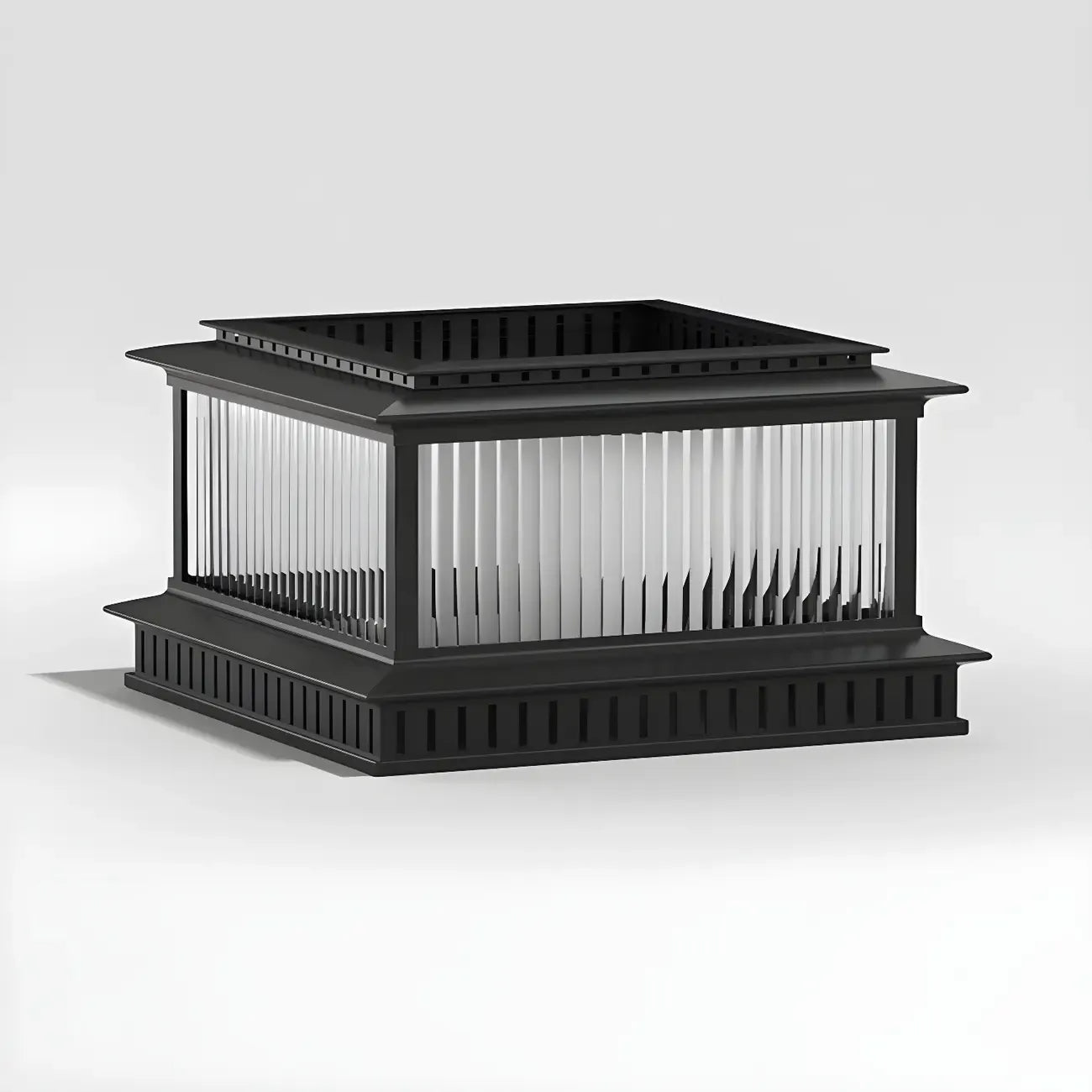 Hollowed Black Metal Solar Outdoor Post Lights