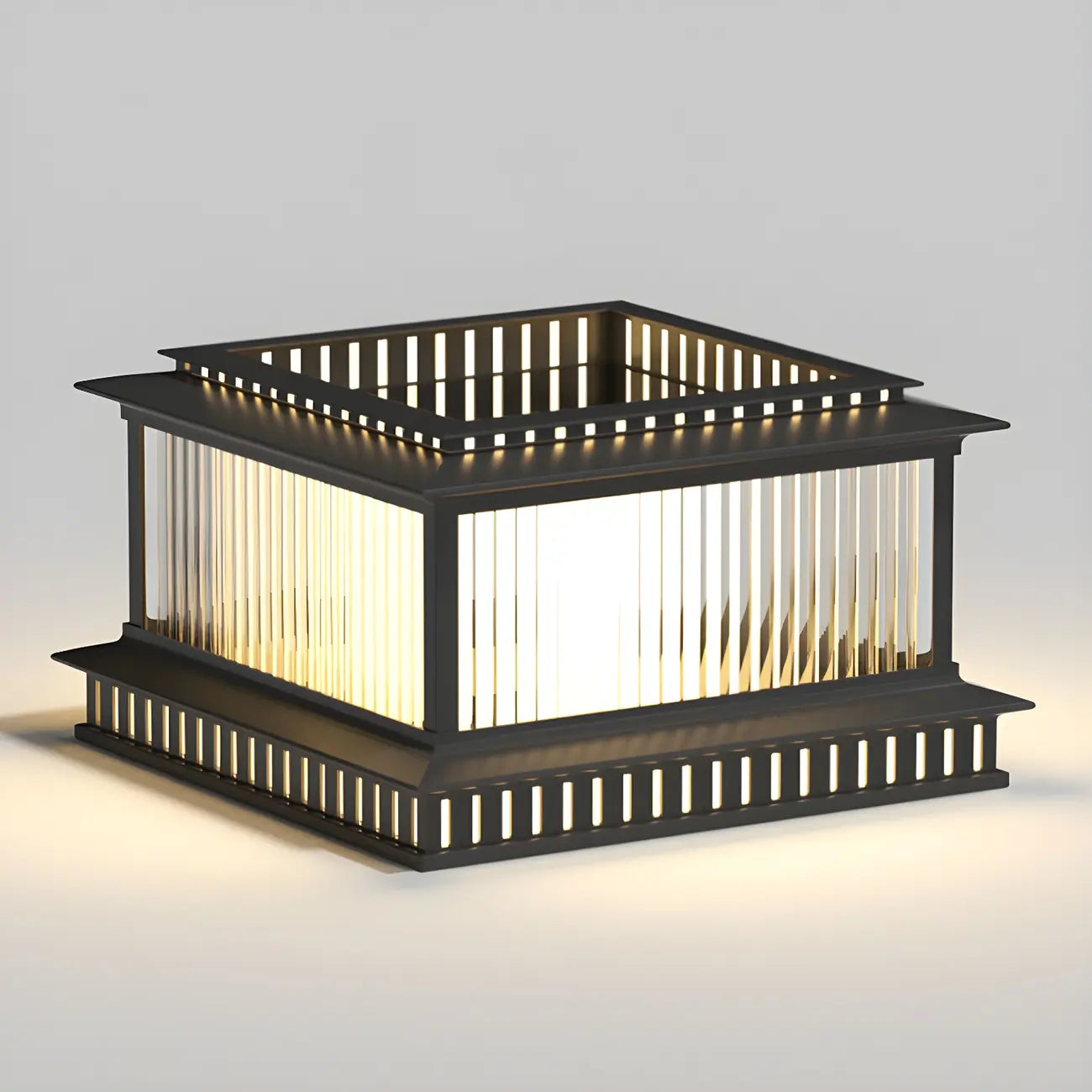 Hollowed Black Metal Solar Outdoor Post Lights