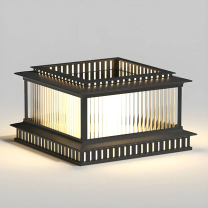 Hollowed Black Metal Solar Outdoor Post Lights