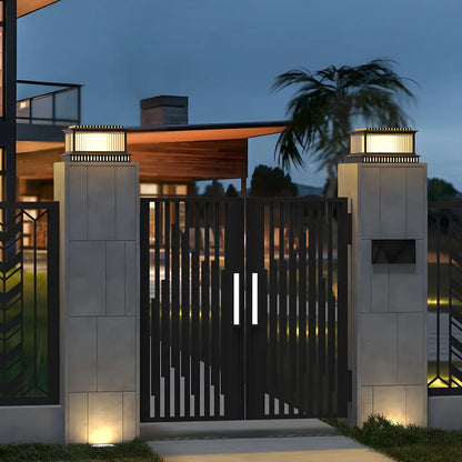 Hollowed Black Metal Solar Outdoor Post Lights