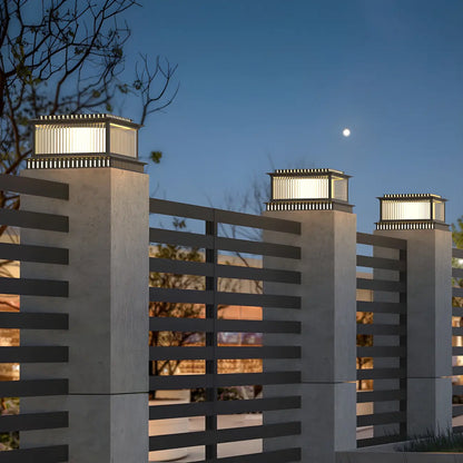 Hollowed Black Metal Solar Outdoor Post Lights