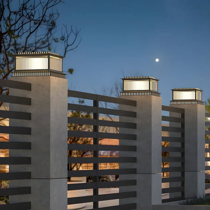 Hollowed Black Metal Solar Outdoor Post Lights