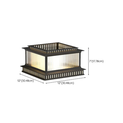 Hollowed Black Metal Solar Outdoor Post Lights