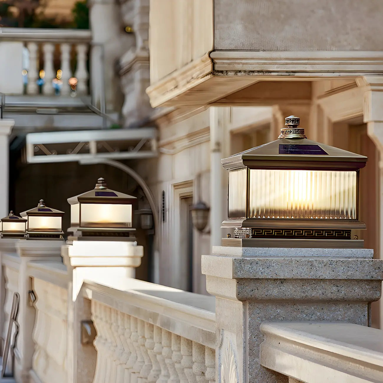 Oriental Bronze 3-Color LED Solar Outdoor Post Lights