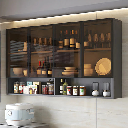 Kitchen Grey Wooden Wall-Mounted China Cabinet