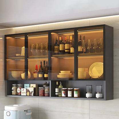 Kitchen Grey Wooden Wall-Mounted China Cabinet