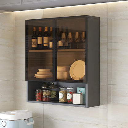 Kitchen Grey Wooden Wall-Mounted China Cabinet