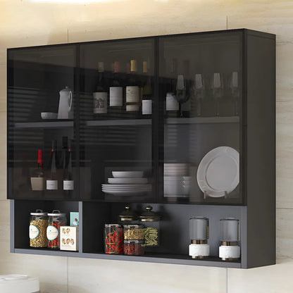 Kitchen Grey Wooden Wall-Mounted China Cabinet