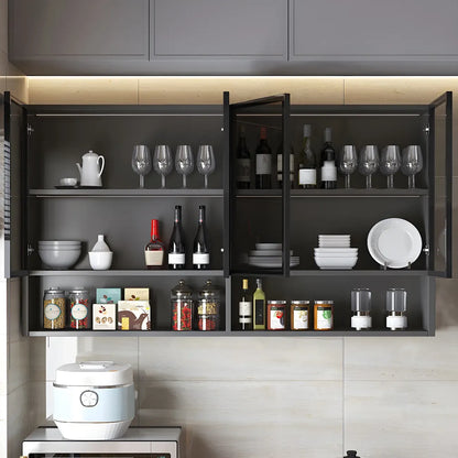 Kitchen Grey Wooden Wall-Mounted China Cabinet