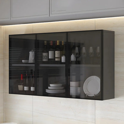 Kitchen Grey Wooden Wall-Mounted China Cabinet