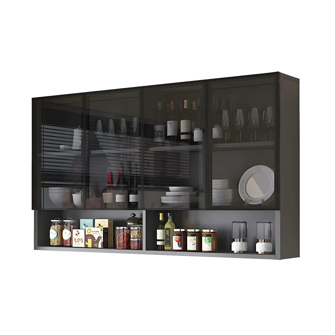 Kitchen Grey Wooden Wall-Mounted China Cabinet